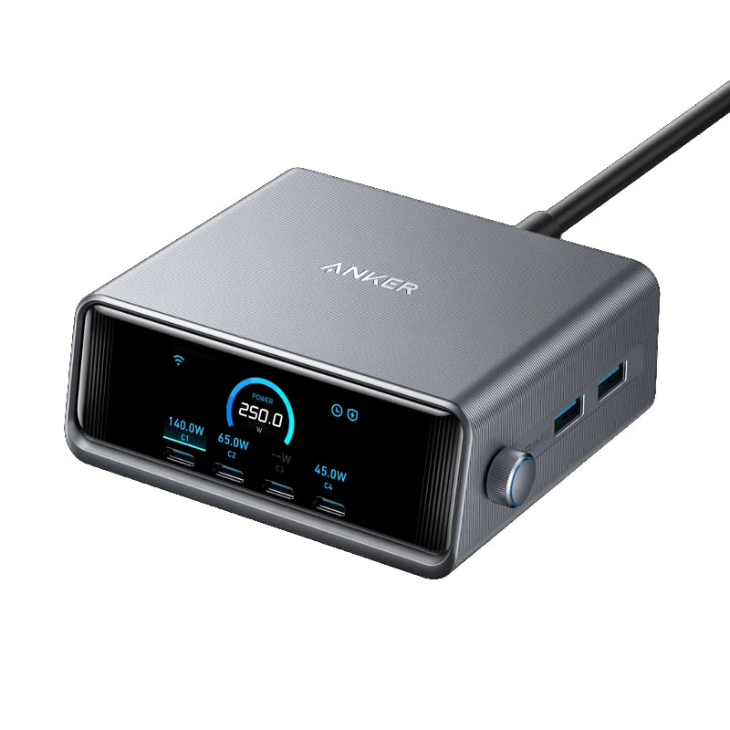 現貨|Anker - Prime Charger 140W 6Ports輸出智能桌上充電器 氮化鎵充電器 (Total 250W, GaNPrime) A2345【香港行貨|約1個工作日內寄出】