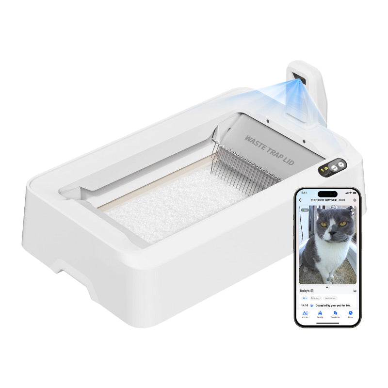 現貨|PETKIT - PUROBOT CRYSTAL DUO AI 智能鏡頭全自動雙翼貓廁所 (加送 貓砂及砂盤替換套裝) pkt7a【香港行貨|約1個工作日內寄出】
