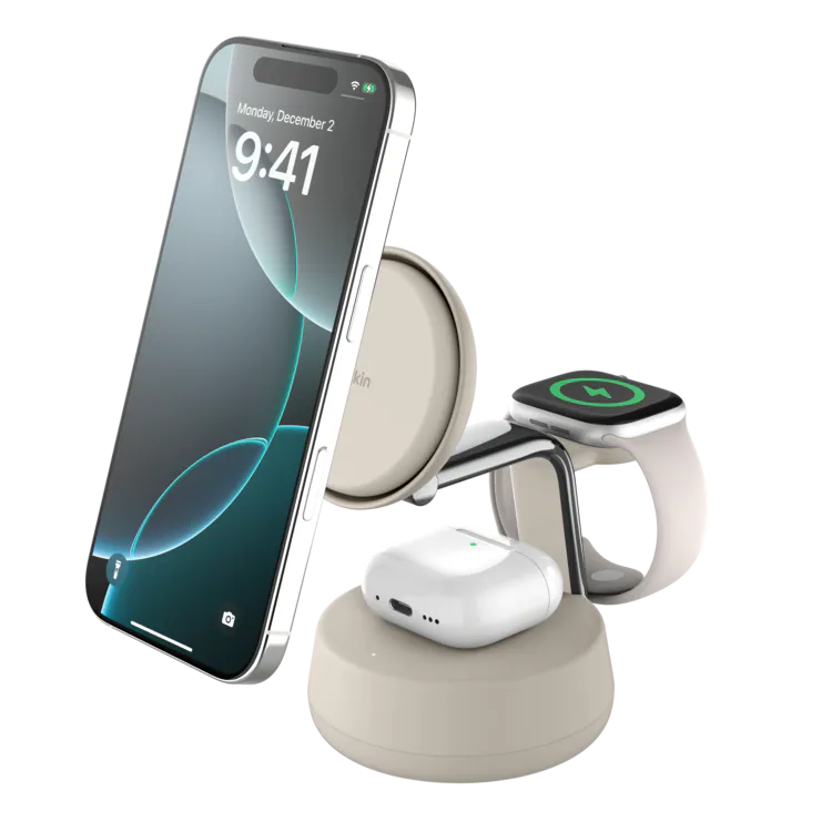 現貨｜Belkin - UltraCharge Pro Qi2 3合1 磁吸充電座 25W 附45W充電器 WIZ040my【香港行貨｜約1個工作日內寄出】