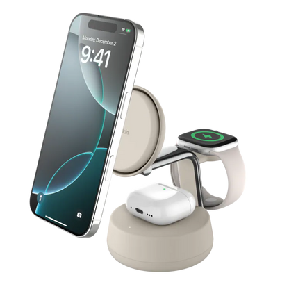 現貨｜Belkin - UltraCharge Pro Qi2 3合1 磁吸充電座 25W 附45W充電器 WIZ040my【香港行貨｜約1個工作日內寄出】