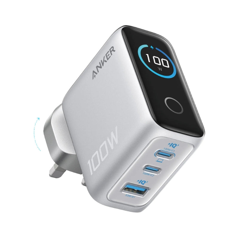 現貨｜Anker - 100W 3Ports輸出牆插充電器 連USB-C充電線 (Smart Display) B121B【香港行貨｜約1個工作日內寄出】