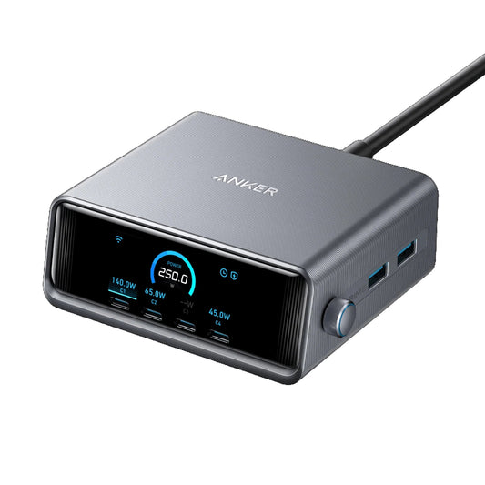 現貨｜Anker - Prime Charger 140W 6Ports輸出智能桌上充電器 氮化鎵充電器 (Total 250W, GaNPrime) A2345【香港行貨｜約1個工作日內寄出】