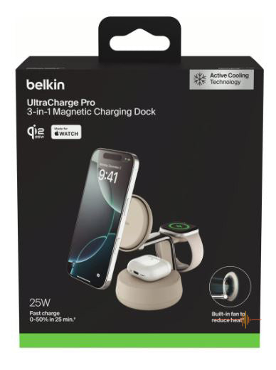 現貨｜Belkin - UltraCharge Pro Qi2 3合1 磁吸充電座 25W 附45W充電器 WIZ040my【香港行貨｜約1個工作日內寄出】