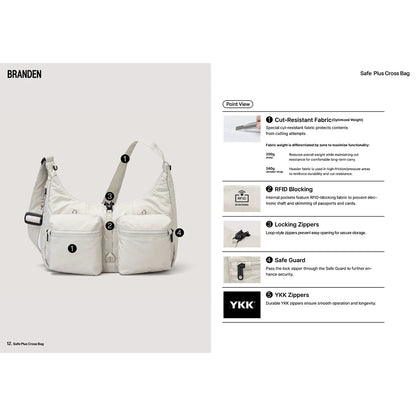 現貨｜Branden - Safe Plus Cross Body Bag (9.5L) 防盜斜揹袋 韓國品牌【平行進口｜約1個工作日內寄出】