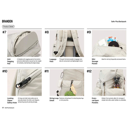 現貨｜Branden - Safe Plus Backpack (30L) 多功能防盜背囊 韓國品牌【平行進口｜約1個工作日內寄出】