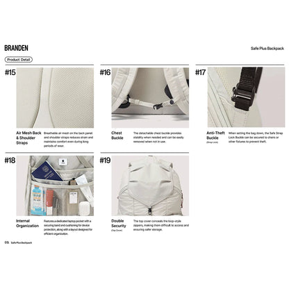 現貨｜Branden - Safe Plus Backpack (30L) 多功能防盜背囊 韓國品牌【平行進口｜約1個工作日內寄出】