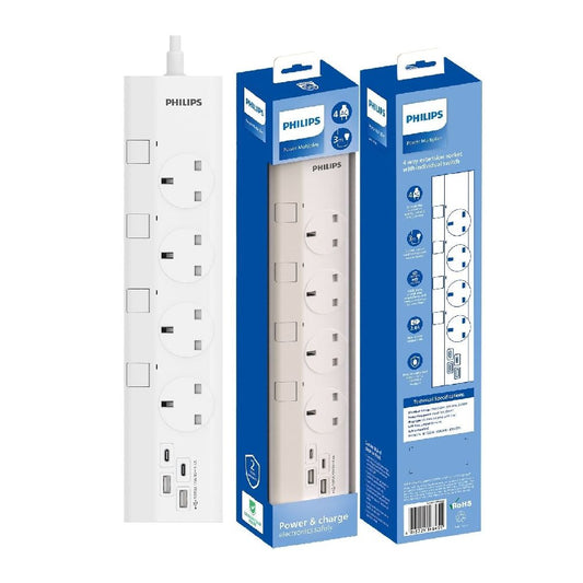 現貨｜Philips - CHP4747WB USB拖板 四位獨立開關USB安全插座 【香港行貨｜約1個工作日內寄出】