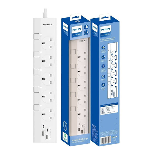 現貨｜Philips - CHP4757WB USB拖板 五位獨立開關USB安全插座 【香港行貨｜約1個工作日內寄出】