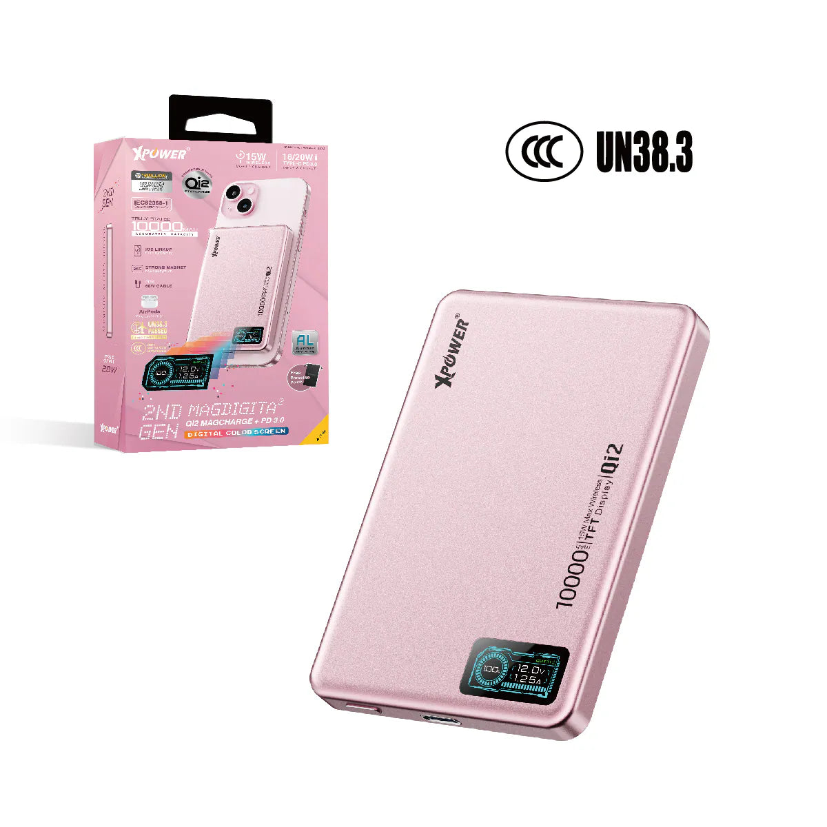 現貨｜XPower - MagDigita² 第2代 MDT2 PD3.0+QI2 彩屏顯示 磁吸行動電源 尿袋 (10000mAh, CCC認證, 3C可追溯二維碼)【香港行貨｜約1個工作日內寄出】