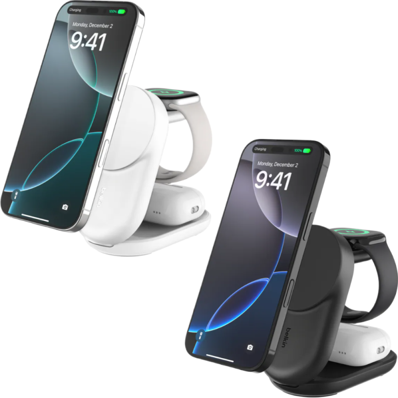 現貨｜Belkin - UltraCharge Qi2 3合1 可摺疊磁吸充電器 25W (附送 45W 充電器) WIZ037my【香港行貨｜約1個工作日內寄出】