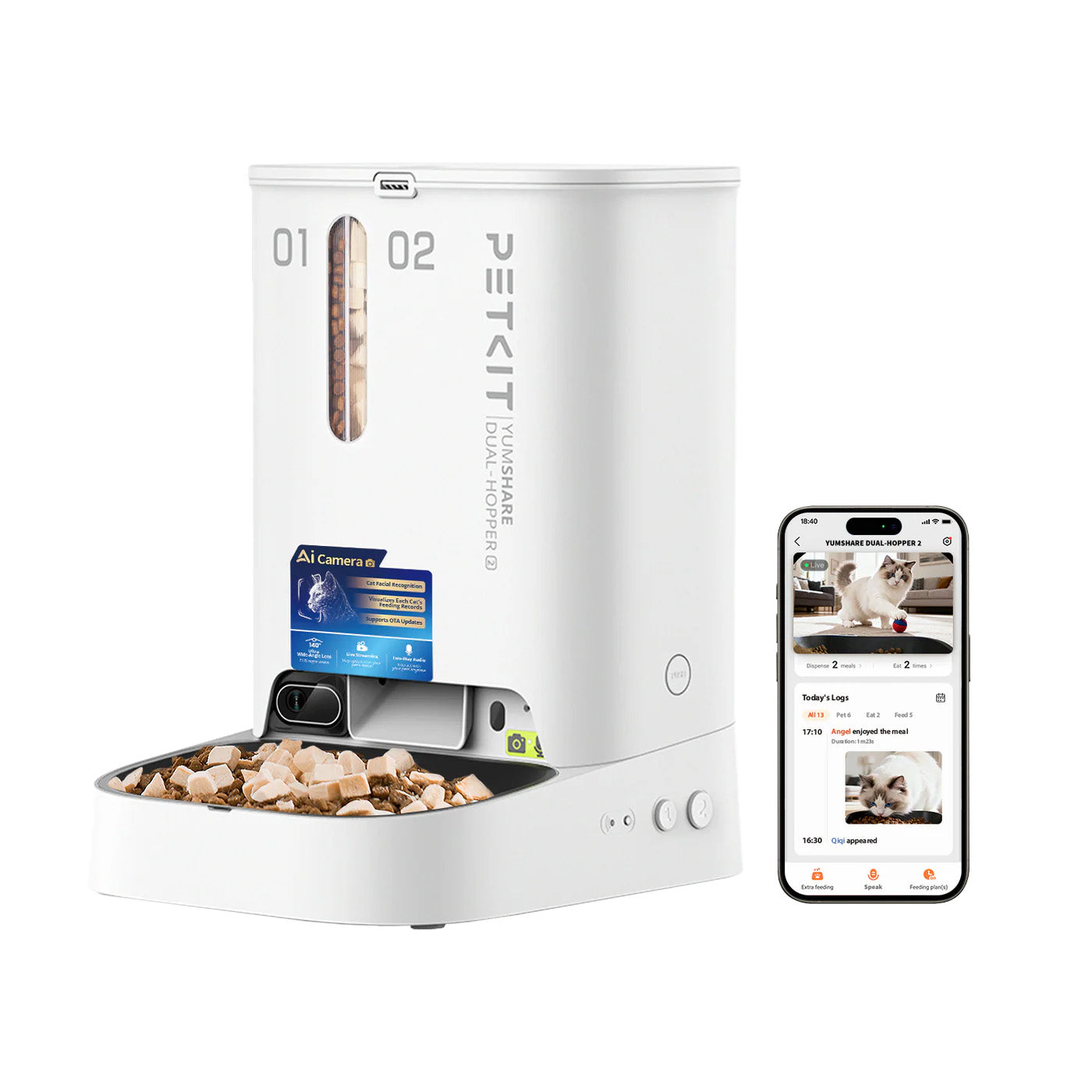 現貨｜PETKIT - YumShare Gemini 2 Automatic Feeder with Camera Al鏡頭智能餵食器 pkd5sh【香港行貨｜約1個工作日內寄出】