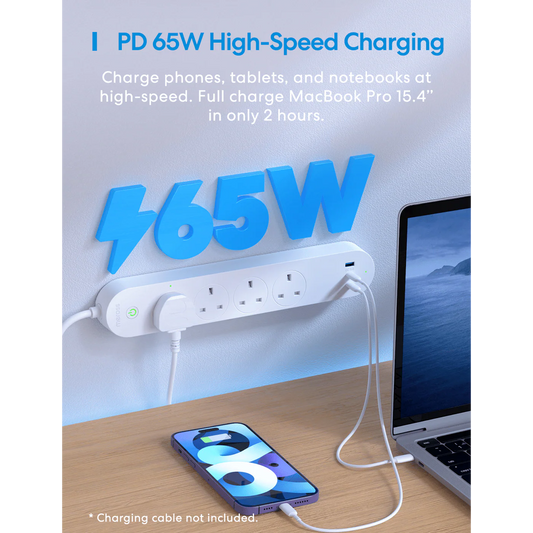 現貨｜Meross - Smart Power Strip 智能快充拖板 65W GaN 智能拖板 (MSP843P UK)【香港行貨｜約1個工作日內寄出】