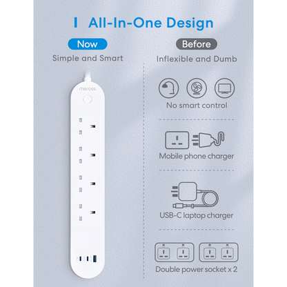 現貨｜Meross - Smart Power Strip 智能快充拖板 65W GaN 智能拖板 (MSP843P UK)【香港行貨｜約1個工作日內寄出】