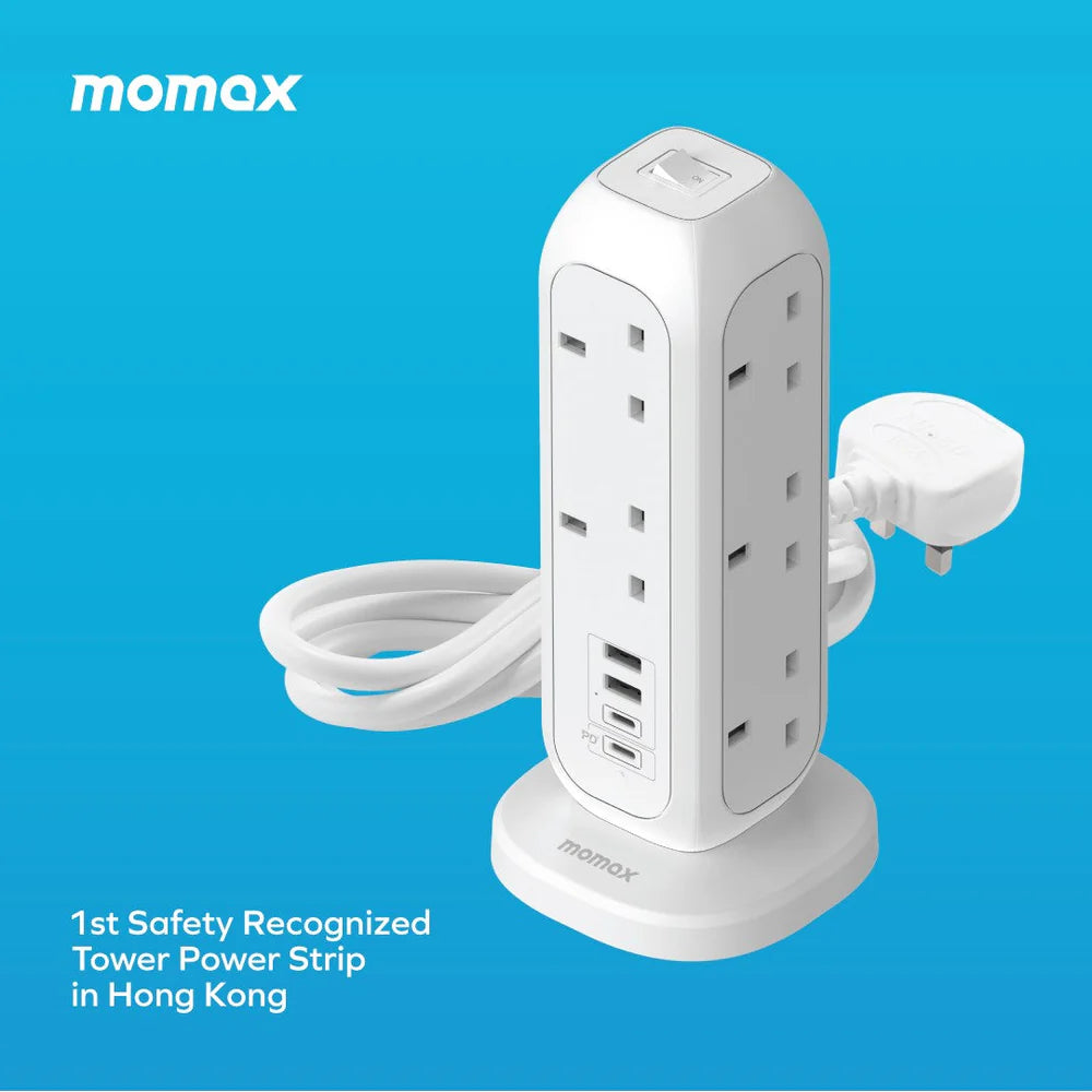 現貨｜Momax - OnePlug 直立式拖板 PD20W 2A2C 11位排插+4位快充USB拖板【香港行貨｜約1個工作日內寄出】