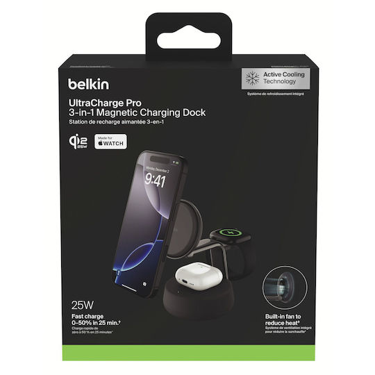 現貨｜Belkin - UltraCharge Pro Qi2 3合1 磁吸充電座 25W 附45W充電器 WIZ040my【香港行貨｜約1個工作日內寄出】