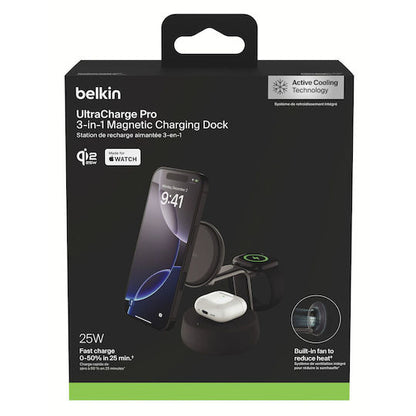 現貨｜Belkin - UltraCharge Pro Qi2 3合1 磁吸充電座 25W 附45W充電器 WIZ040my【香港行貨｜約1個工作日內寄出】